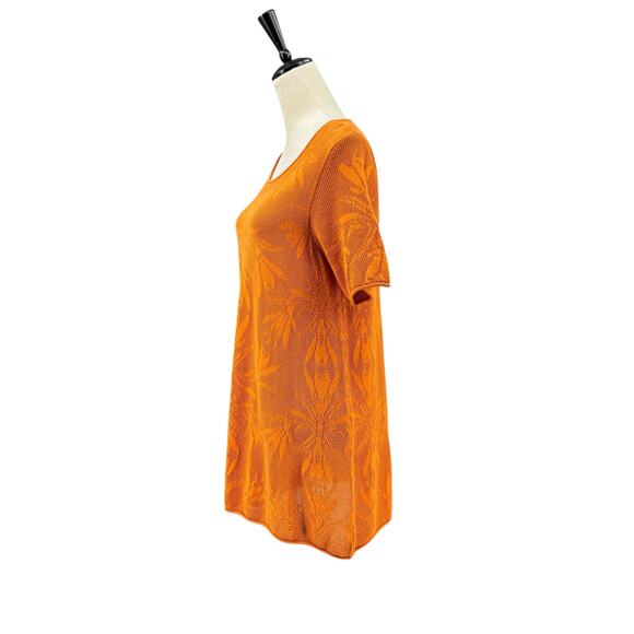 Gudrun Sjödén Orange Open Antique Floral Print Organic Cotton Knit Tunic Top - Picture 2 of 11